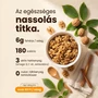 Infografika a prémium felezett dióbél tápértékéről.